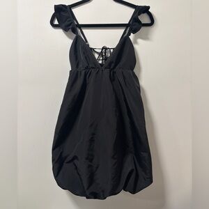 wild fable black mini dress v neck balloon cut  xxs